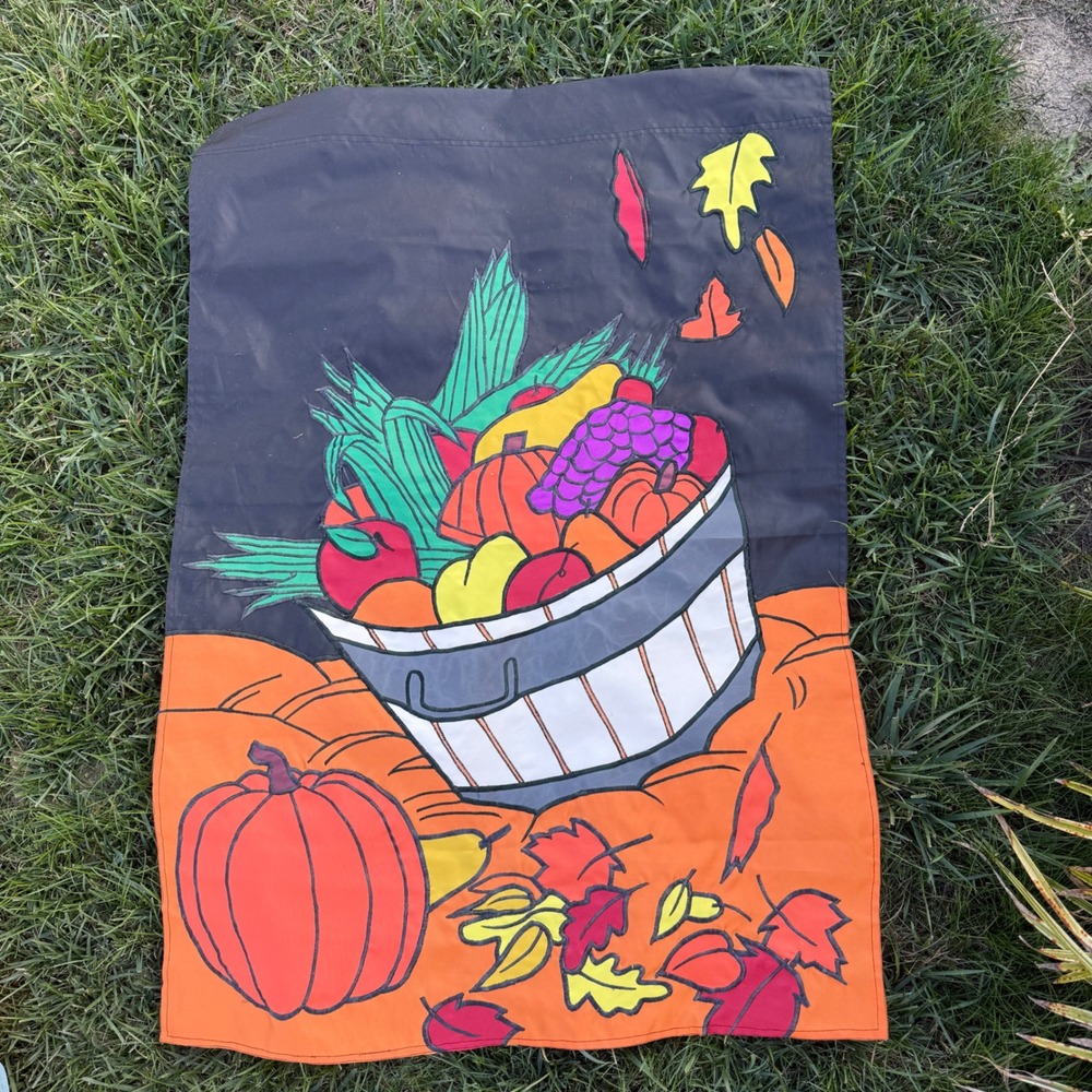 Fall Garden‎ Flags Set of 3 Scarecrow Fruit Butterfly Double Sided